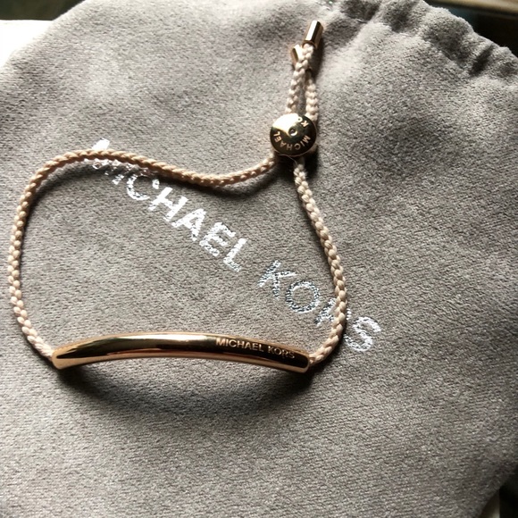 Michael Kors Collection Jewelry - Michael Kors Rose Gold Bar Logo Macrame Bracelet